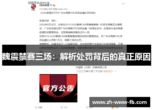 魏震禁赛三场：解析处罚背后的真正原因